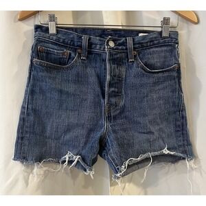 Levis‎ Jean Shorts Womens 27 Blue 501 Button Fly White Oak Cone Denim